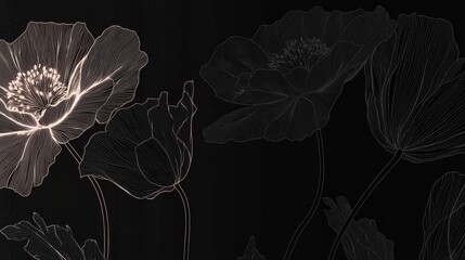 Elegant Silhouettes of Flowers in Black and White Style