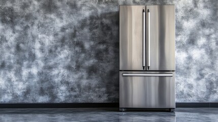 Modern side-by-side stainless steel refrigerator. Fridge and freezer isolated on a white background. 3D rendering