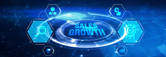 Sales growth, increase sales or business growth concept. 3d illustration