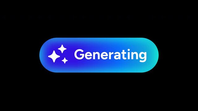 Generate AI button animation. Button for AI Image Generator, Video Generator, Text Generator. LLM. Machine Learning generation. 4K Alpha Channel.