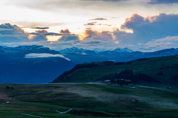 Sunrise in the Dolomites in South Tyrol, Italy.