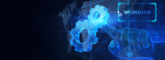 IMPLEMENTATION, web technology concept. Business, Technology, Internet and network concept. 3d illustration