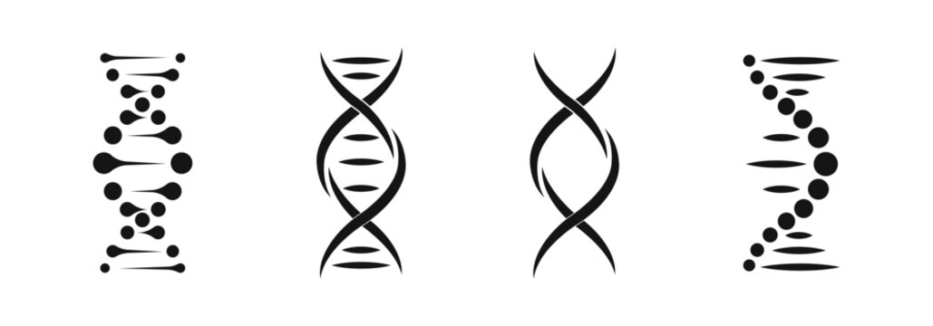 DNA vector icons. Dna emblem vector set. Abstract biotechnology concept.