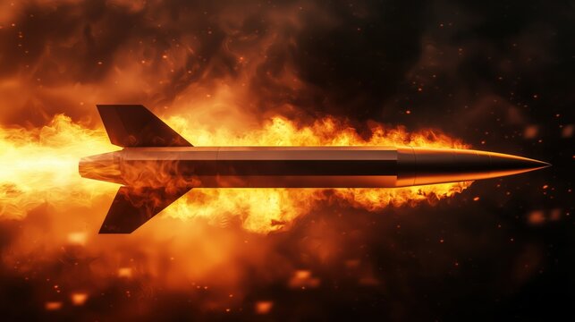 Futuristic Chinese hypersonic missile launched with intense flame, showcasing cutting-edge technology and military power during a testing phase