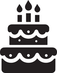 High-quality birthday cake silhouette vector art for versatile design projects.