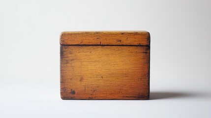  a small wooden box sitting on top of a white surface The box is made of wood and has a smooth, glossy finish It has a lid that is slightly ajar, revealing the con
