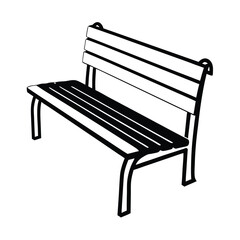 a black and white silhouette of a wooden bench