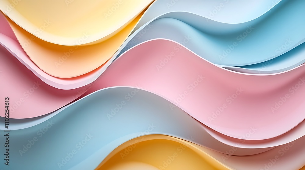 Poster pastel wave pattern creates a soft and calming aesthetic in a decorative paper design