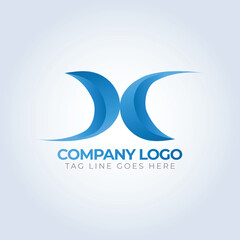 X alphabet letter Company identity logo template, Blue theme, unique logo, creative logo, logo template, silver background