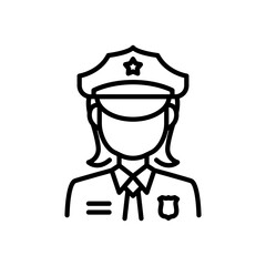 female police icon vector, line style icon