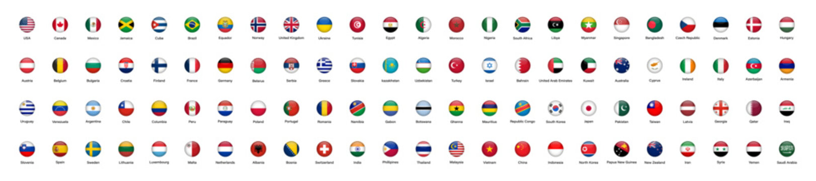 Country flags. Flag illustration. Flag collection