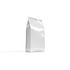 White Gusseted Plastic Film Packaging Bag 3D Rendering - Isolated