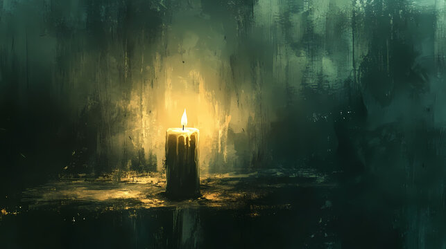 Whispering shadows cryptic ciphertexts eerie candlelit ambiance. Phantasmagoric. Illustration