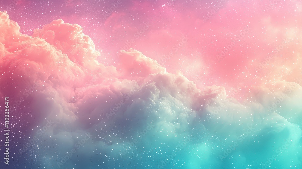 Poster soft, colorful clouds fill the sky with shades of pink and blue during twilight, creating a tranquil