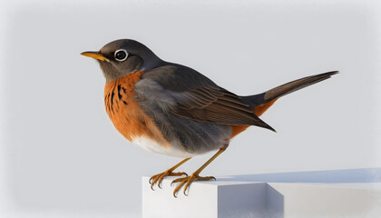 Fototapeta premium American Robin bird, photorealistic, isolated