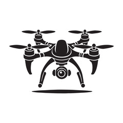 drone silhouette vector art black color design and solid white background