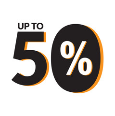 50% OFF Sale Discount Banner. Discount offer price tag. Vector Modern Sticker Illustration.