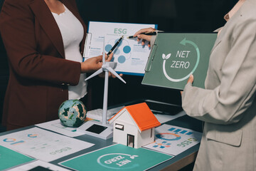 Carbon offset price report CO2 emission. Future growth Net zero waste in ESG ethical SME office...