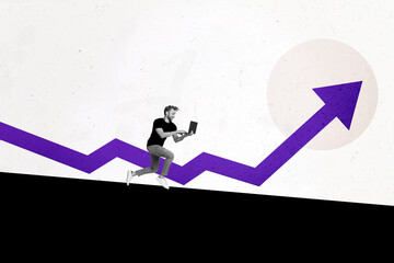 Composite trend artwork 3D sketch image collage of arrow trader business direction success...
