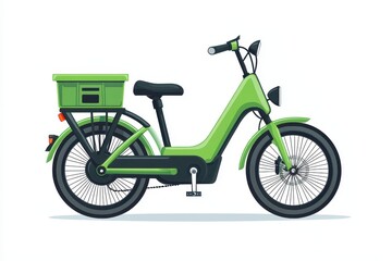 Obraz premium Electric bicycle with basket designed for eco-friendly transportation in urban areas