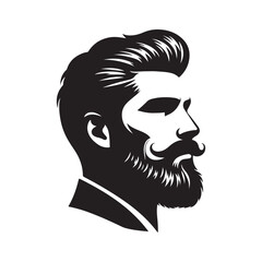 gentleman with beard silhouette vector art black color design and solid white background 