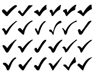 Check mark icons isolated elements on white background