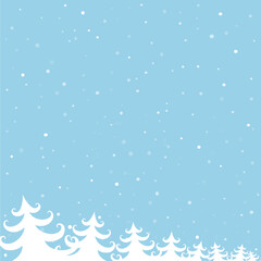 Christmas design of snowflake on blue background and fir tree