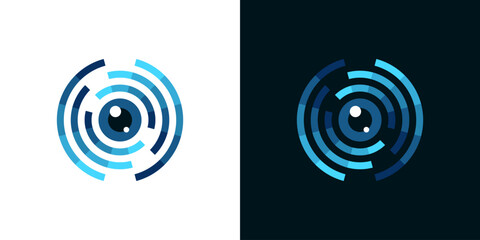 Digital Vision Icon Logo Design Illustration. Cyber ​​Eye Technology Logo Concept.