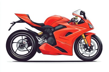 Bright red sports motorcycle showcasing sleek design and powerful performance on a white background