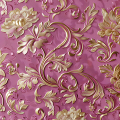3D wallpaper with a brocade pattern featuring ornate floral