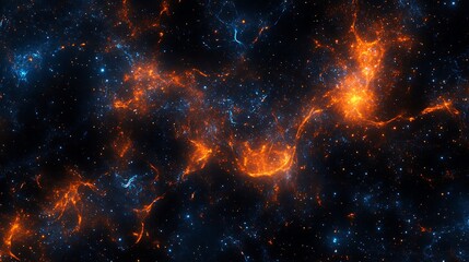 Obraz premium dynamic splashes of orange blue against cosmic dark space generative ai random seed aspect ratio 16:9