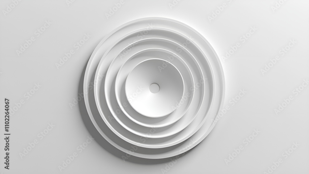 Aufkleber sleek abstract circular design with layered white rings in a minimalistic style