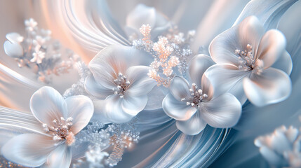 Magic decoration with floral fantasy forms, abstract background with fractal sculpture, filigree organic ornament, generative ai. Phantasmagoric. Illustration