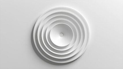 Sleek abstract circular design with layered white rings in a minimalistic style