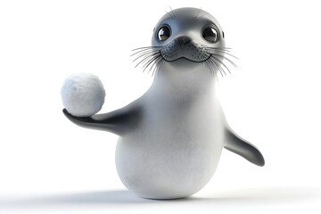 Cute cartoon sea lion cub, isolated on white background, perfect for children's illustrations