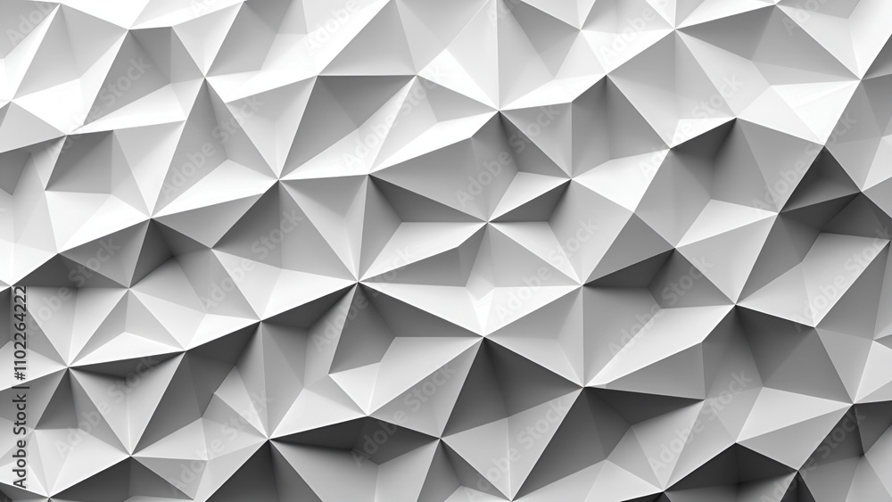 Poster textured abstract white wall with 3d geometric triangular patterns