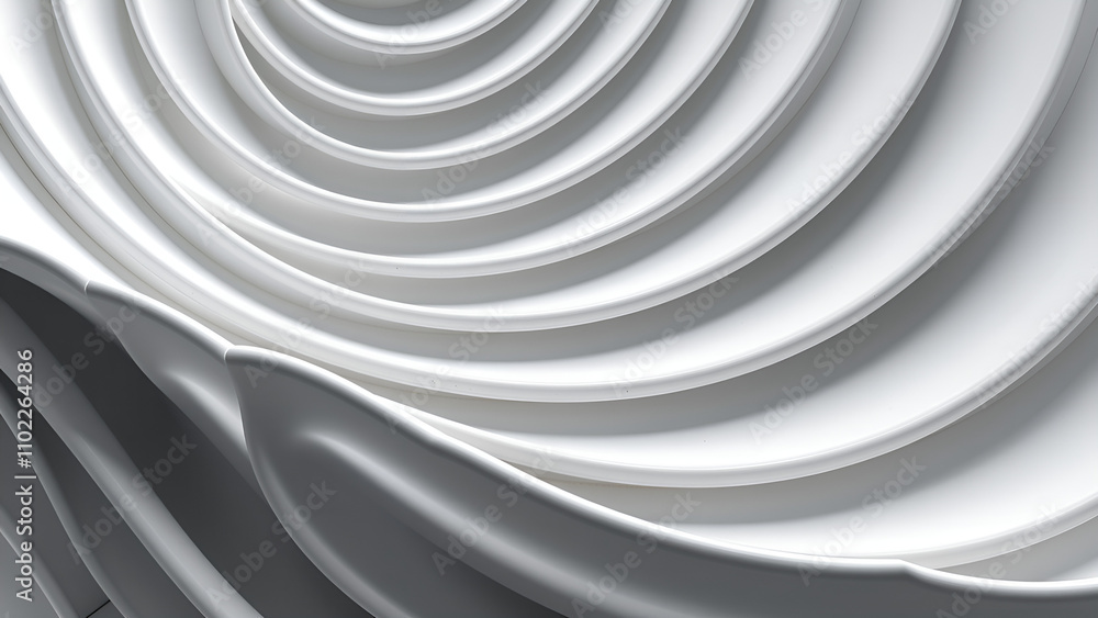 Poster elegant abstract spiral pattern in white and gray tones with smooth curves