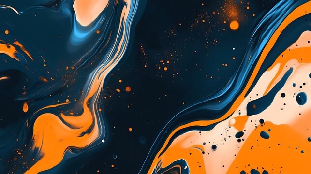 futuristic fluid orange blue splashes on spacey canvas generative ai random seed aspect ratio 16:9