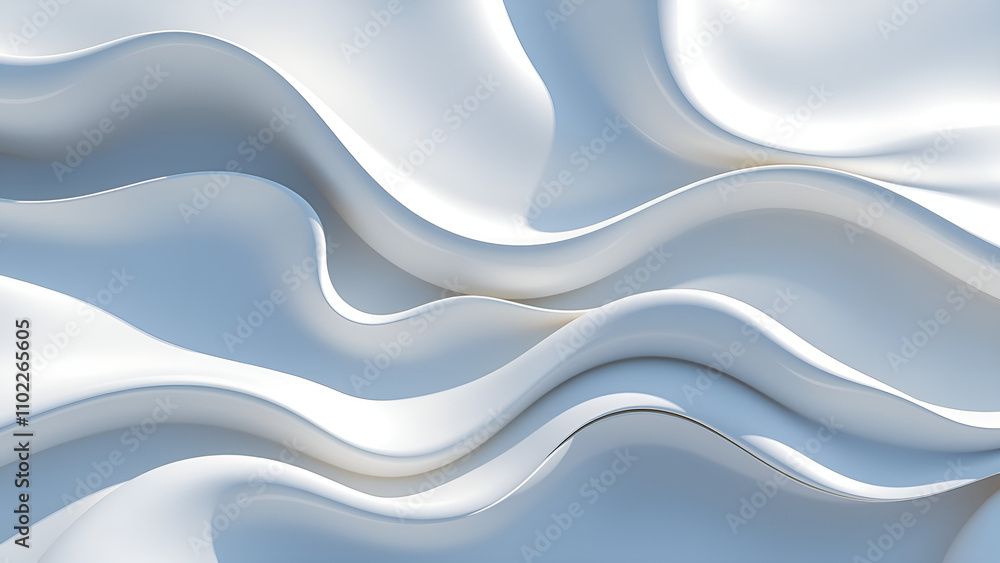 Poster abstract wavy white fabric texture background with soft curves and smooth lines