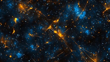 neon-like orange blue strokes in space background generative ai random seed aspect ratio 16:9