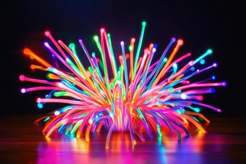 A colorful, glowing, and vibrant flower made of neon lights