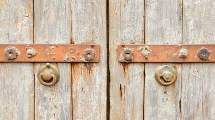 Fototapeta premium Rustic Wooden Door with Antique Hardware