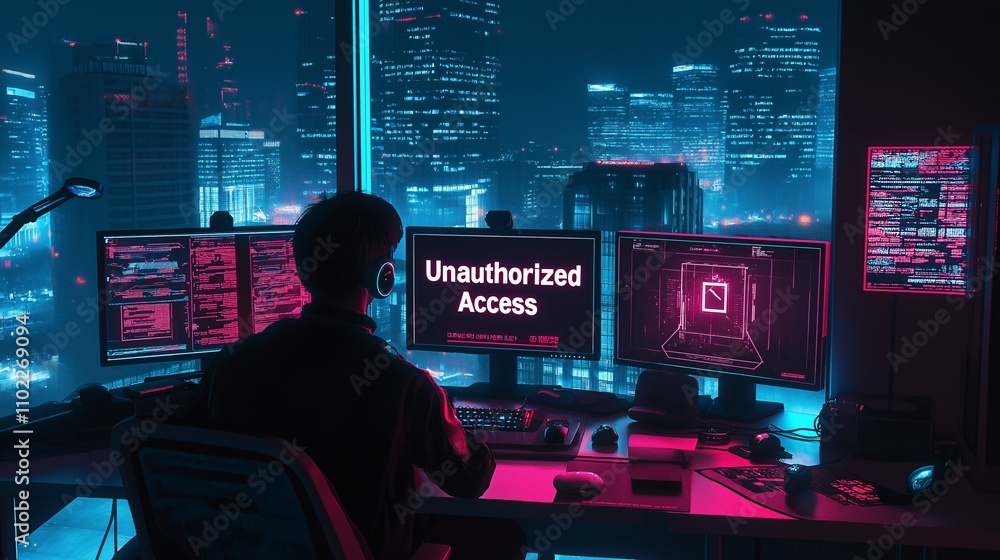 Aufkleber cyberpunk hacker: unauthorized access