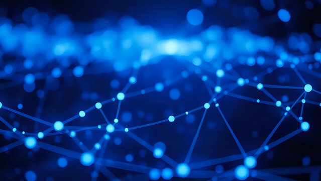 depth of field, network plexsus with blue color. Ai generated image
