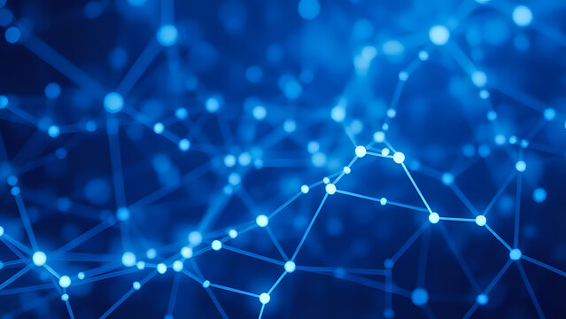 depth of field, network plexsus with blue color. Ai generated image