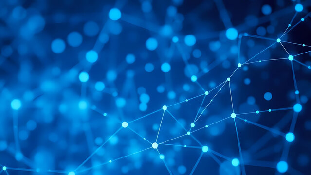 depth of field, network plexsus with blue color. Ai generated image