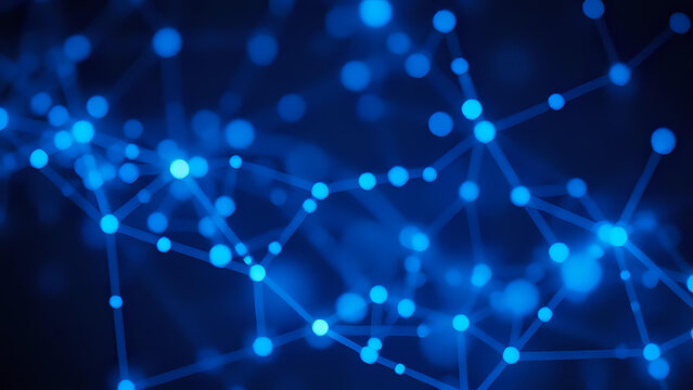 depth of field, network plexsus with blue color. Ai generated image