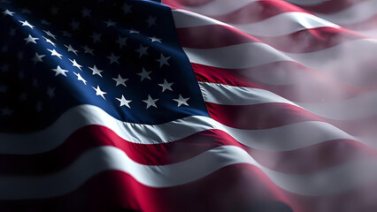 Cinematic Us flag with light effect. Ai generated image