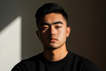 Fototapeta premium 自然光の中でポーズをとる男性の肖像
