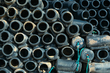 Octopus fishing traps stacked on top of each other